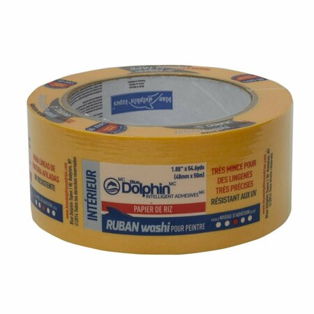 BLUE DOLPHIN 2 in. x 54.6 Yards Yellow Medium Strength Painters Tape 1895630